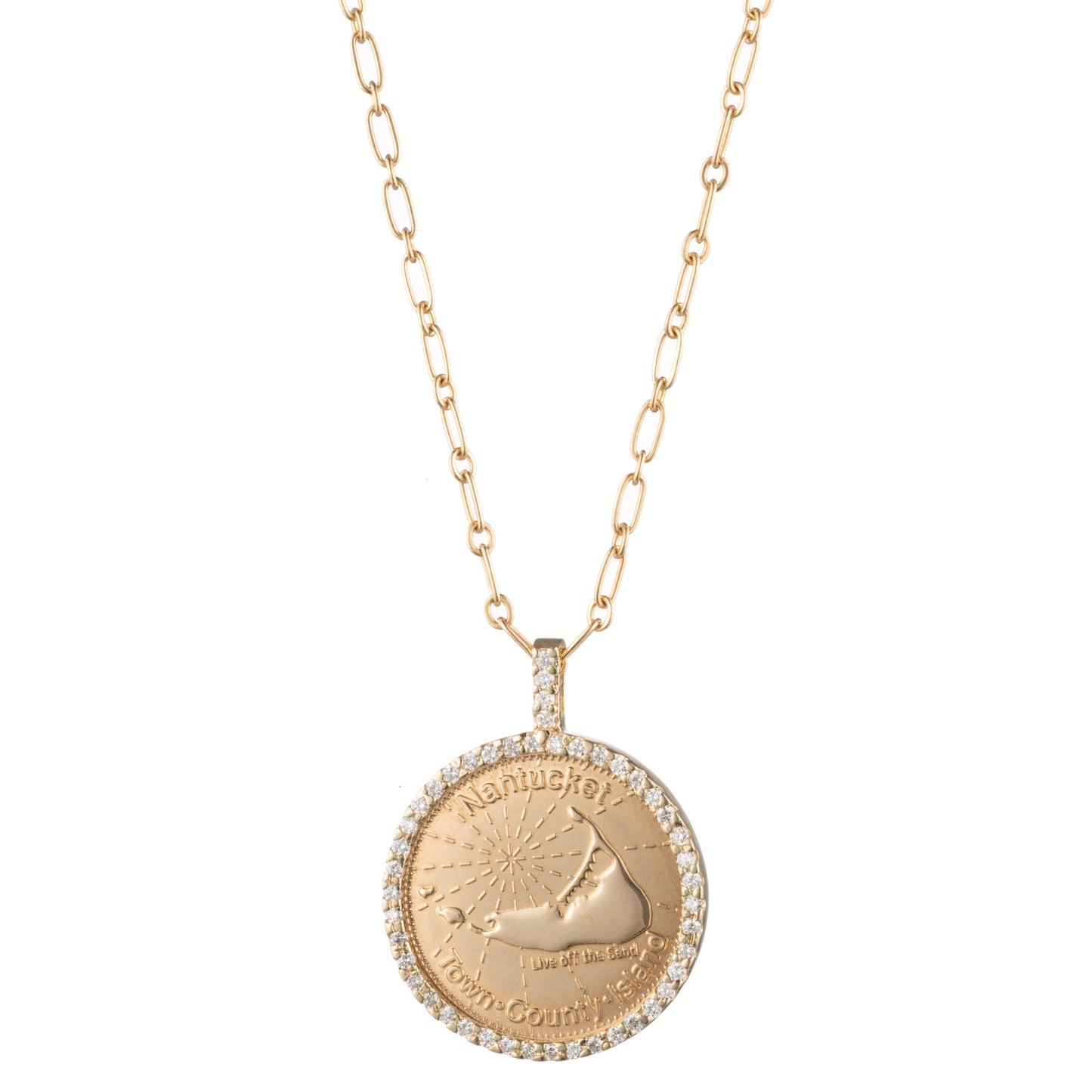 Commemorative Coin Pendant with Diamond Framed in Gold