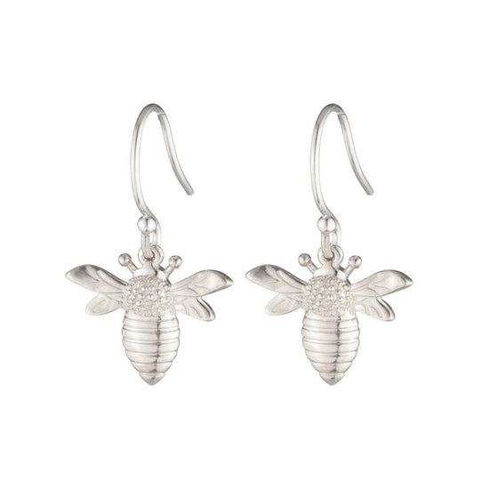 Bee Dangle Earrings in Silver