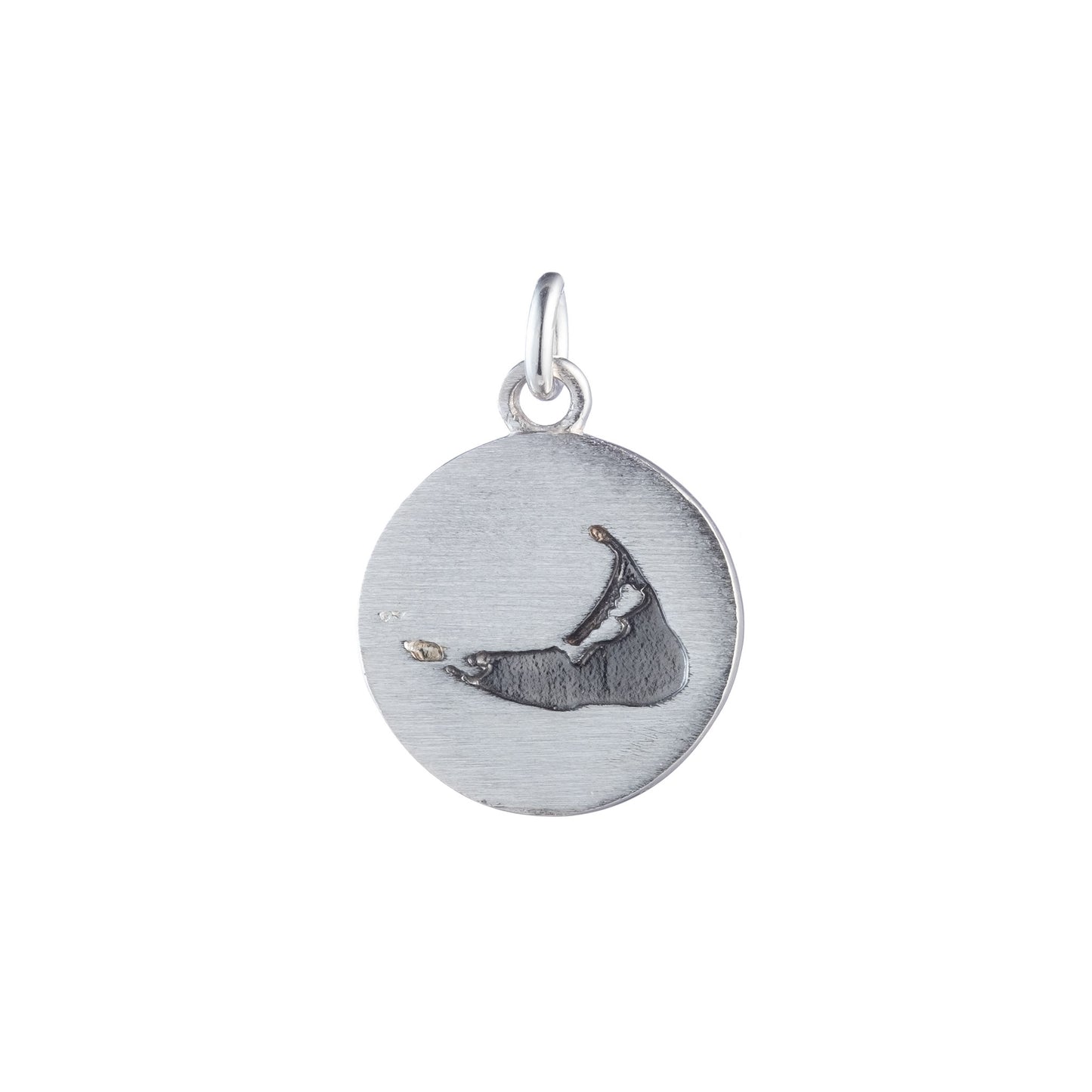 Nantucket Compass Charm with Diamond in Sterling Silver
