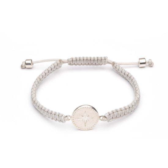 Nantucket Compass Thin Woven Bracelet in Sterling Silver