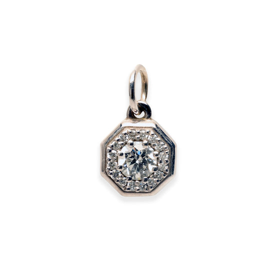 Octagonal Diamond Pendant in Yellow and White Gold
