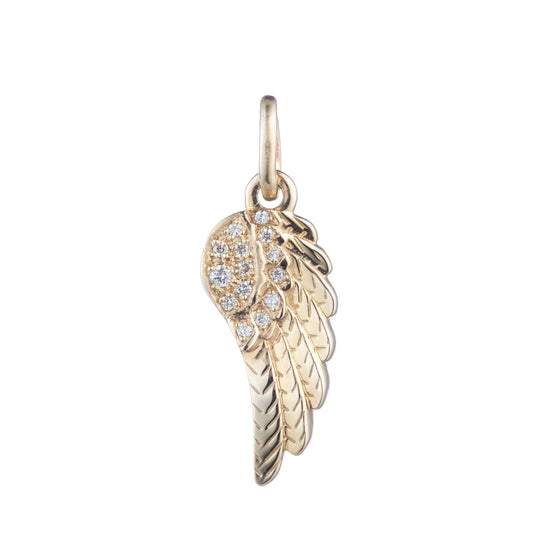 Angel Wing Charm in Gold with Diamonds