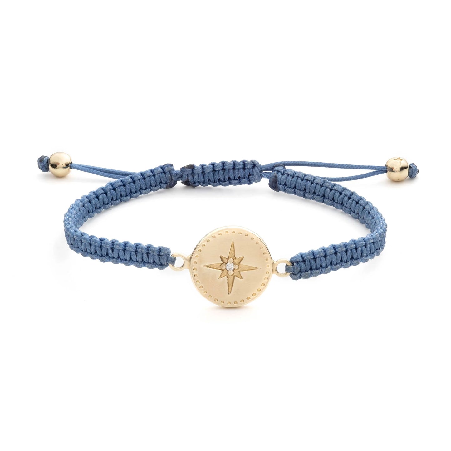 Thin Woven Bracelet with Compass in Hydrangea