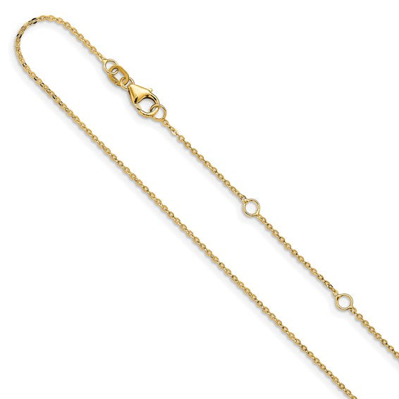 14K Yellow Gold Diamond-Cut Cable Chain with Lobster Clasp
