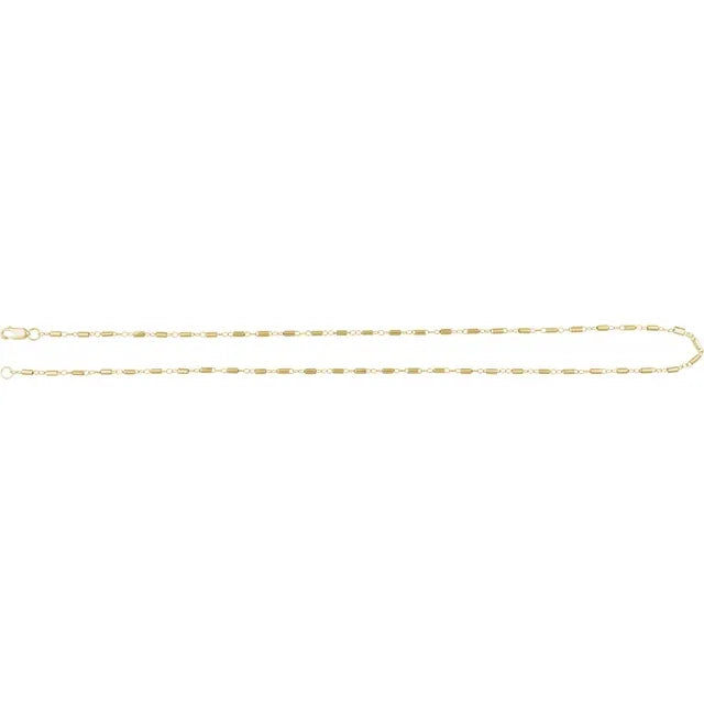 14K Yellow Gold Bar Detail Chain
