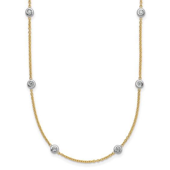 Two Tone Diamond Station Necklace
