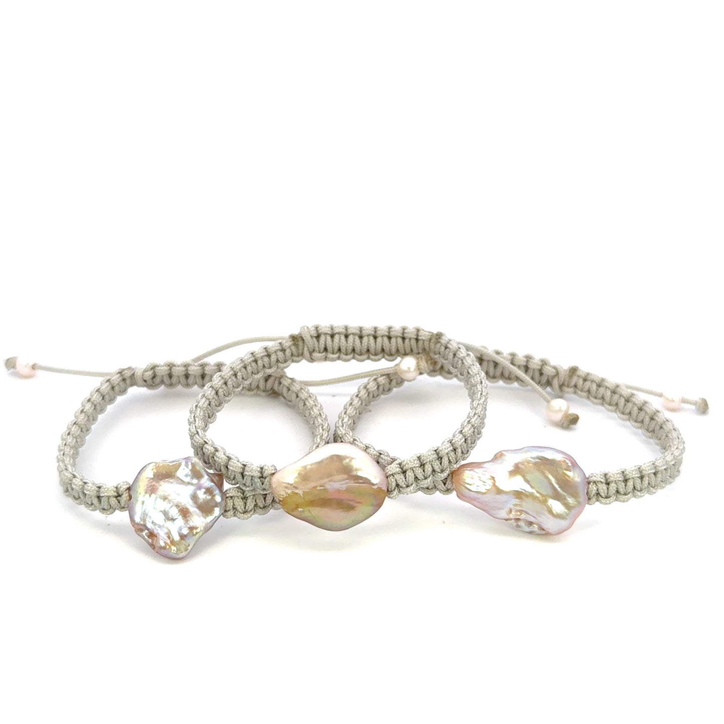 Slate Freshwater Pearl Woven Bracelet