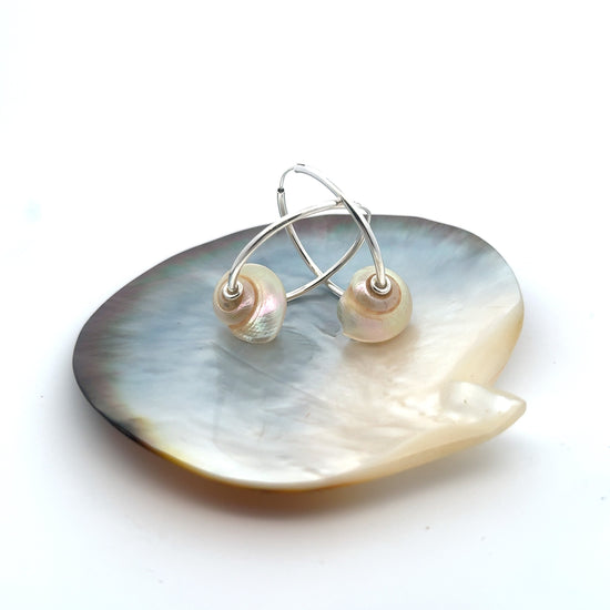 Pearlized Snail Shell Hoop Earrings