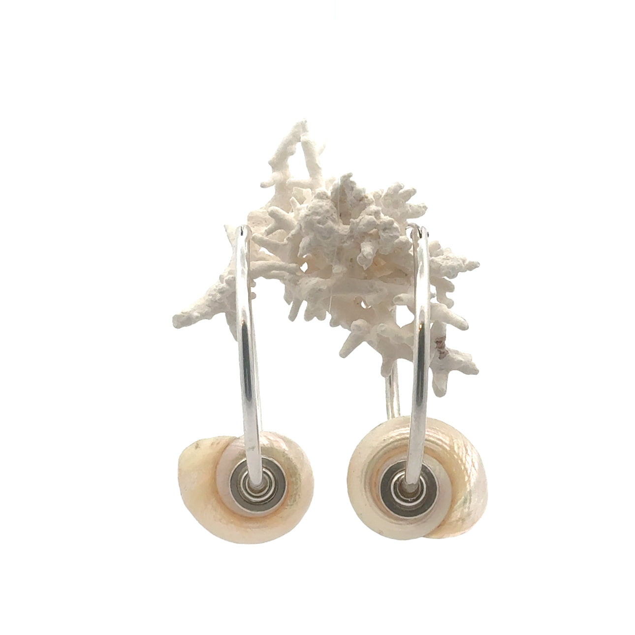 Pearlized Snail Shell Hoop Earrings