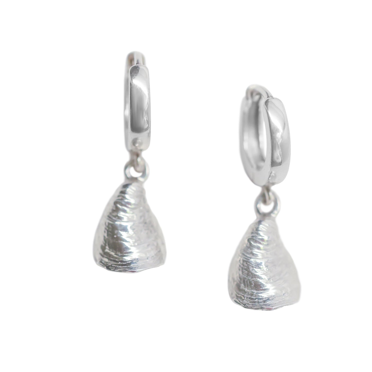 Medium Oyster Shell Earrings in Sterling