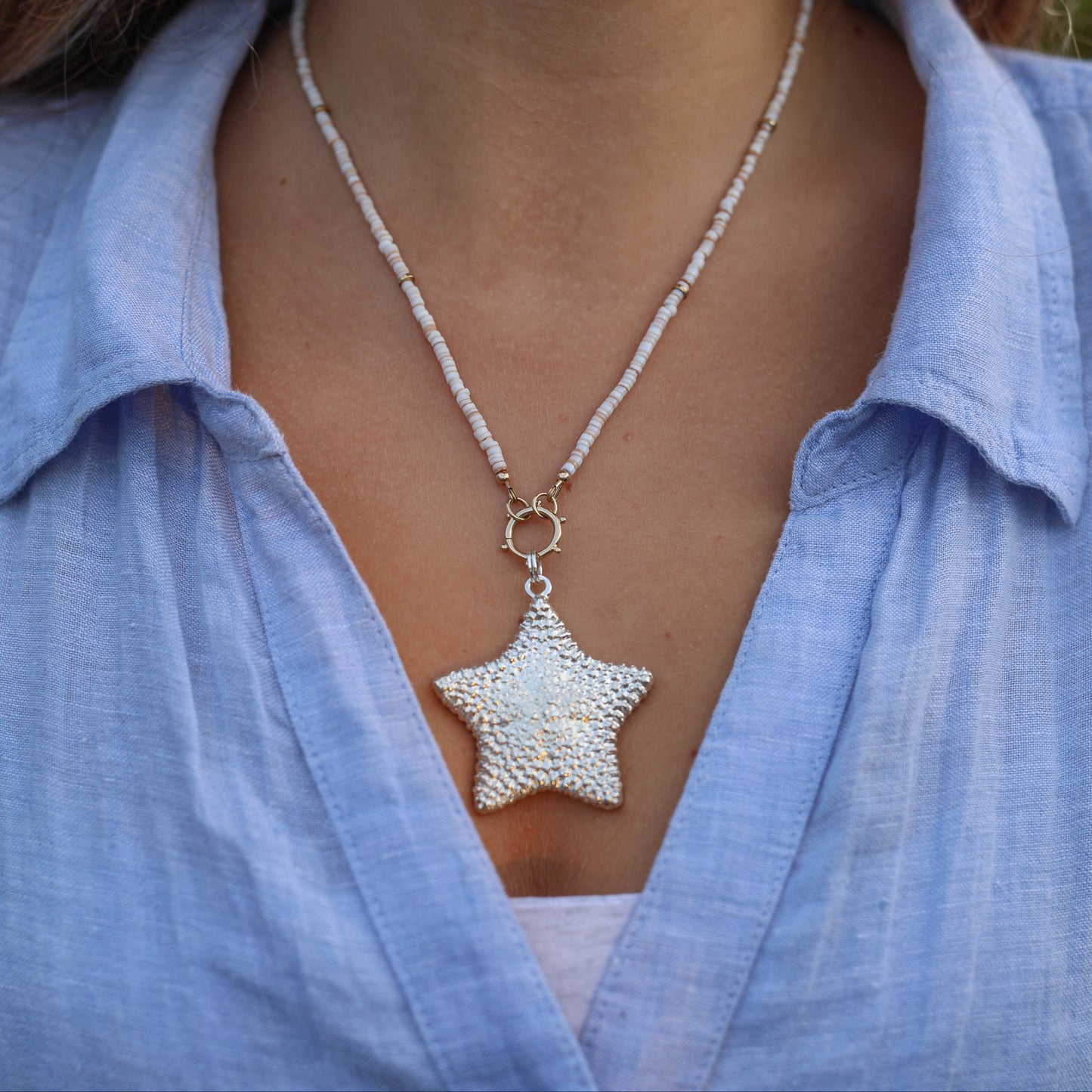 Biscuit Starfish Pendant in Sterling
