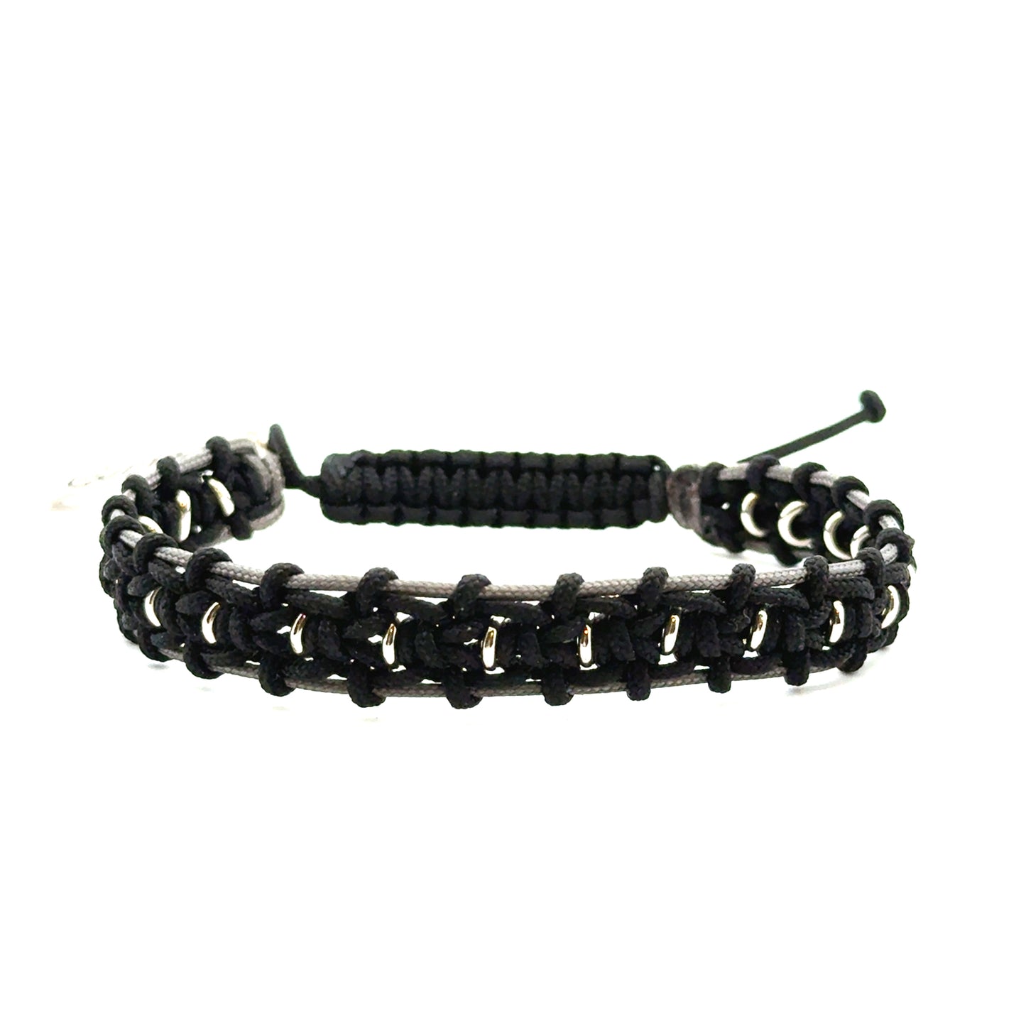 Black Woven & Metal Bracelets in Sterling Silver