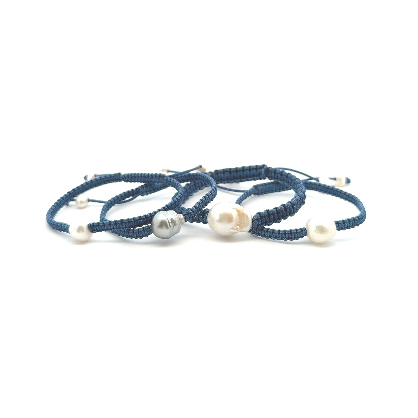 Blue Freshwater Pearl Woven Bracelets