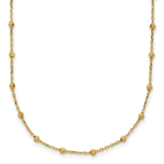 Gold Cable Chain with Diamond Cut Bead Accents