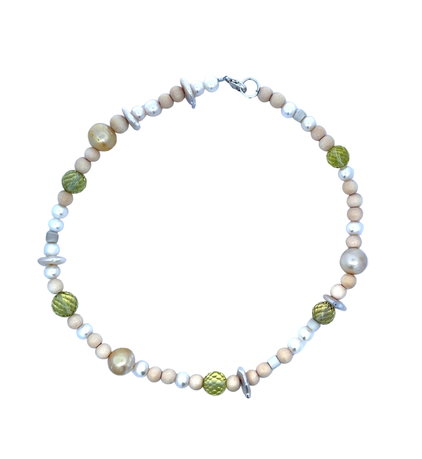 Wood and Pearl Beaded Necklace