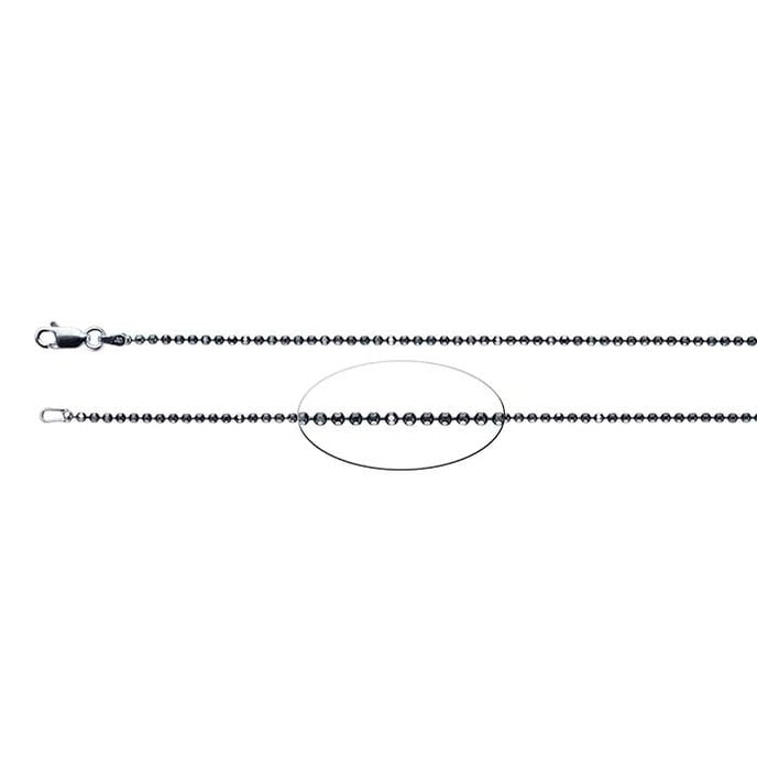 Sterling Silver Black Ruthenium-Plated 1.7mm Diamond-Cut Bead Chain