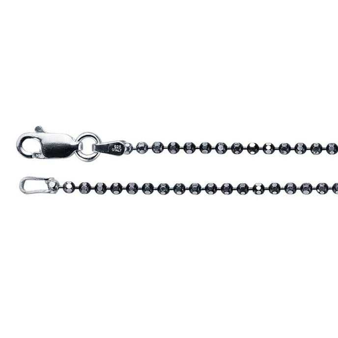 Sterling Silver Black Ruthenium-Plated 1.7mm Diamond-Cut Bead Chain