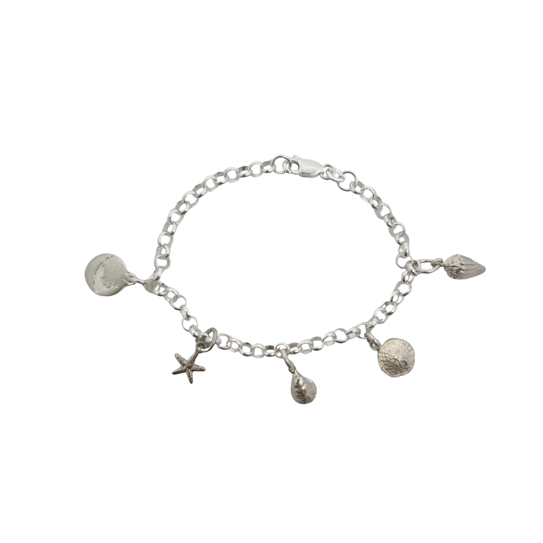 Sterling Silver Rolo Link Charm Bracelet