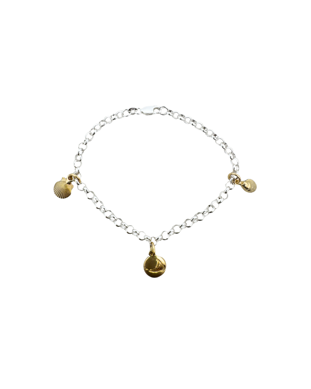 Two Tone Rolo Link Charm Bracelet
