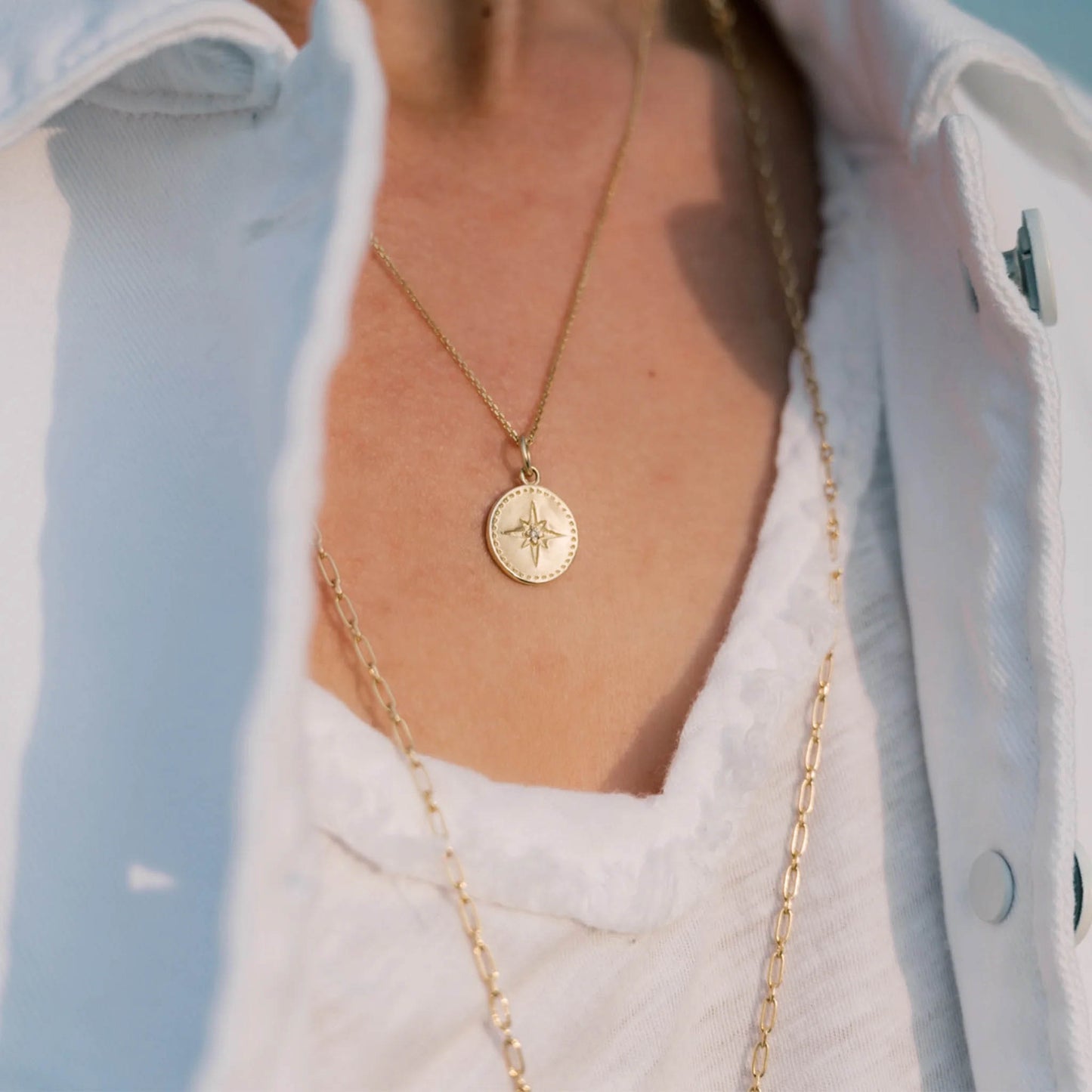 Nantucket Gold Compass Charm in Gold