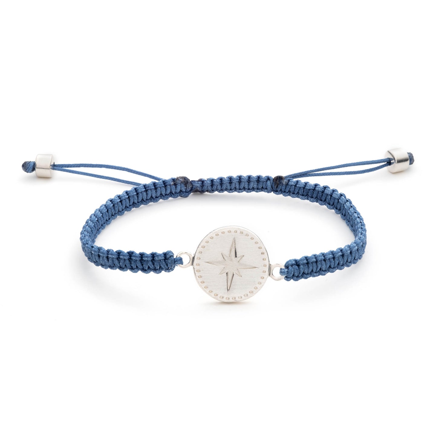 Nantucket Compass Thin Woven Bracelet in Sterling