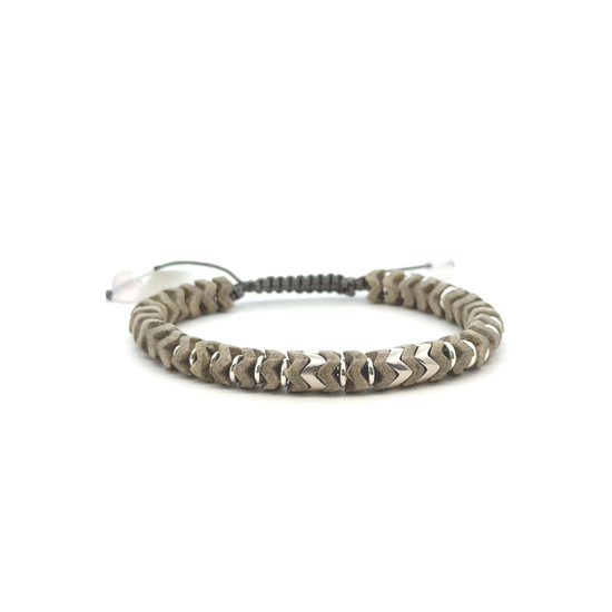 Brown Snake Seamed Bracelet with Silver Jump Rings