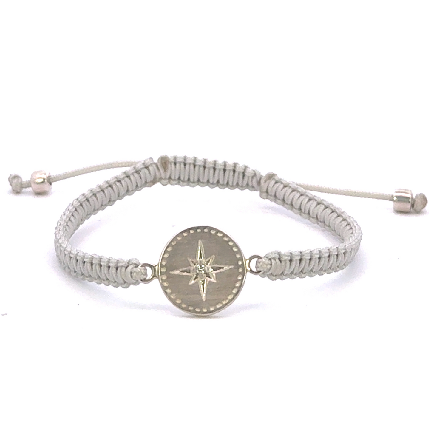 Nantucket Compass Thin Woven Bracelet in Sterling Silver with Diamond