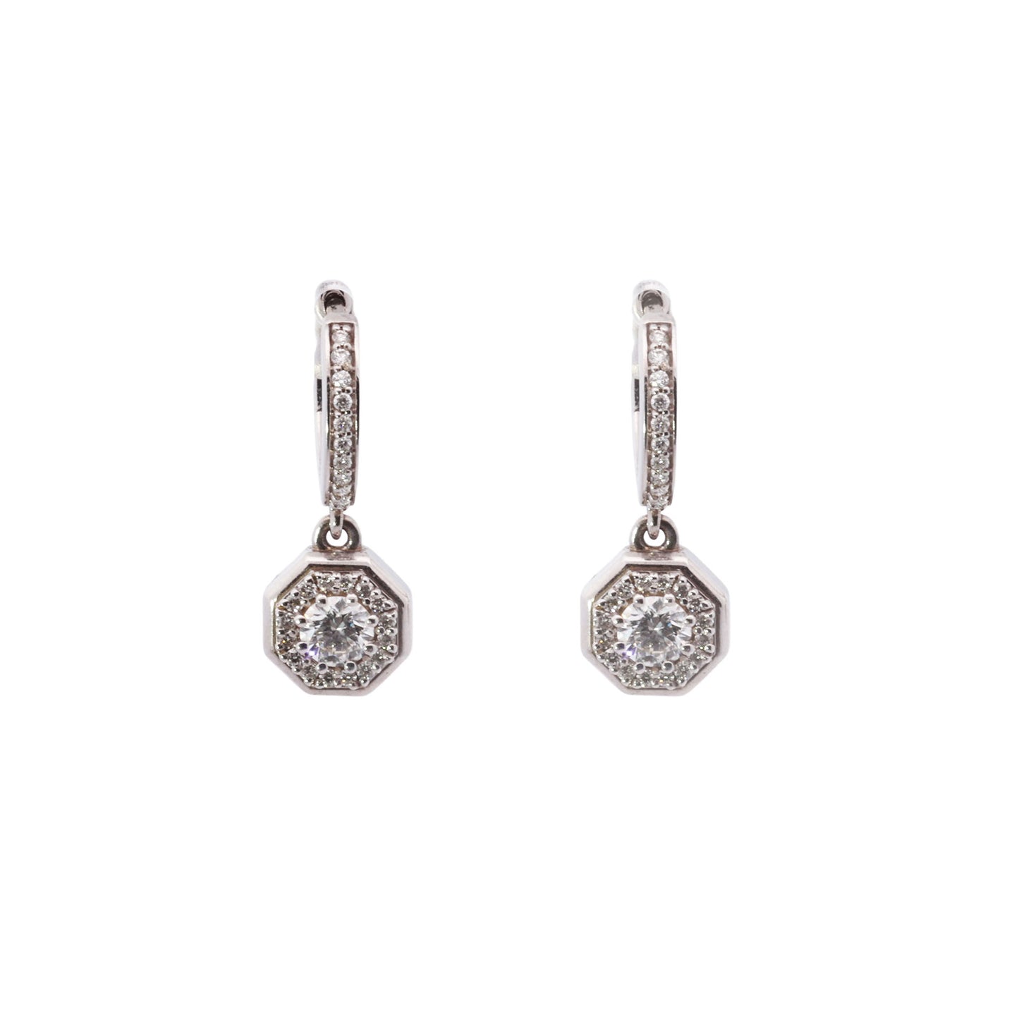 Load image into Gallery viewer, Octagonal Diamond Drop Earrings in Gold
