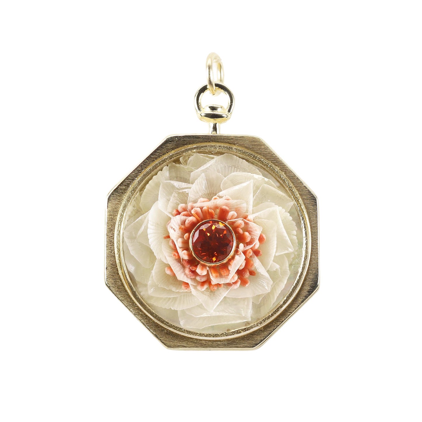 Flower burst Sailor's Valentine Pendant in Gold